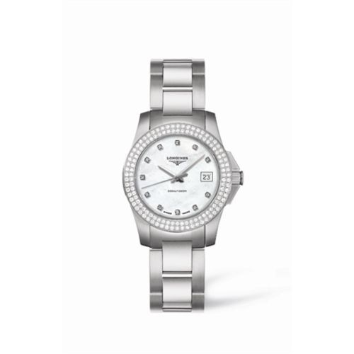 Conquest 29.5 Quartz Stainless Steel Double Row Diamond Bezel