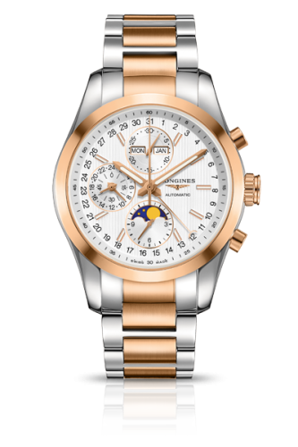 Conquest Classic Moonphase Stainless Steel - Red Gold 