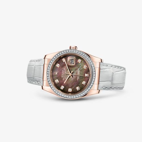 Datejust 36 Everose Strap Black Mother of Pearl Diamonds